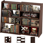 Armocity Book Shelf - Small Expandable Ladder Shelf, Short Corner Bookshelf for Small Spaces, 5 Tier Wood Narrow Bookcase, for Living Room, Bedroom, Entryway, Black Walnut