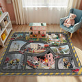 4x6ft Kids Fire Department Missions Play Rug,Non-Slip Faux Wool Carpet with Interactive Fire Department Missions Design for Playroom, Bedroom, Nursery Gift
