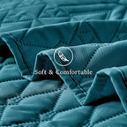 akkialla Full/Queen Quilt Set, Teal Lightweight Microfiber Bedspread Coverlet, Boho Geometric Pattern, Soft All-Season Bedding, 3-Piece (1 Quilt, 2 Pillow Shams) | Breathable material, Modern Style