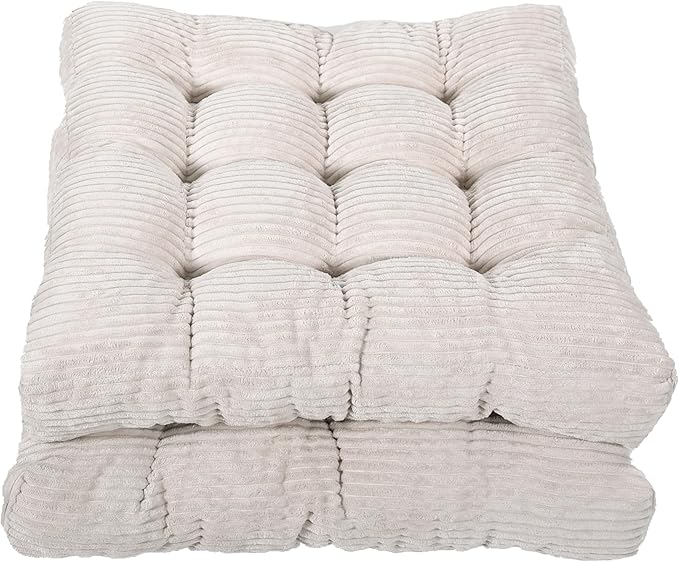 Meditation Floor Pillow Set of 2,Memory Foam Meditation Floor Cushions for Adults Sitting, Large Square Thickened Seat Cushion for Yoga, Tatami Living Room (2, Beige)