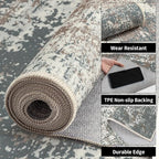 Ciicool Abstract Area Rug Indoor, 3x5 Washable Entryway Rug, Modern Soft Throw Rug with Non-Slip Backing for Bedroom Living Room Entrance Kitchen, Non-Shedding Low-Pile Floor Carpet Doormat Grey Beige
