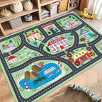 Kids Car Playmat, Kids Rug for Playroom Car Mat Town City Road Traffic Rugs, Play Mat for Floor, Extra Large Boys Kid Car Track Play Rug (Style Two, 59X 39.4 INCH)