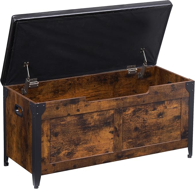 GarveeHome 39.4 in Storage Chest, Wooden Storage Bench with Safety Hinges, Easy Assembly, Large Shoe Bench for Entryway, Living Room, Bedroom