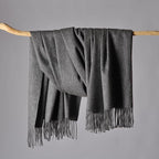 CUDDLE DREAMS Premium Cashmere Throw Blanket with Fringe, Luxuriously Soft (Gray)