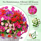MARTINE MALL 12 Bundles Look Real Artificial Flowers for Outdoors, Realistic Fake Outdoor Flowers, UV Resistant Silk Petunia Flowers for Outside Faux Flowers Plants for Outdoor Porch, Mix Colors