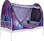 VIVOHOME Pop-Up Bed Tent Twin Size, Privacy Bed Canopy with 4 Doors and Mosquito Mesh, Breathable Sleeping Tent with Light Starry Sky Pattern for Kids and Adults