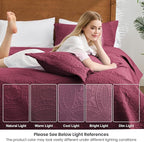 Love's cabin King Size Quilt Bedding Set Burgundy Bedspreads - Bed Lightweight Bedspread Comforter - Coin Pattern Bedding Coverlet for All Season - 3 Pieces (1 Quilt, 2 Pillow Shams)