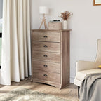 Prepac Sonoma Rustic 5-Drawer Tall Dresser for Bedroom, Farmhouse Dresser Chest of Drawers 17.75" D x 31.5" W x 44.75" H, Drifted Gray