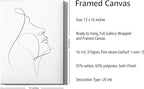 Minimalist Woman Profile Wrapped Canvas Wall Art Upward Gaze Continuous Line Drawing 12x16 Inch Gallery Stretched Modern Asian Home Art Decor