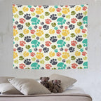 VUMIVI Dog Paw Tapestry Hand Painted Colorful Animal Footprints Doodle Kids Painting Tapestry Wall Hanging for Living Room Bedroom Dorm Classroom Aesthetic Decor W60xL50in