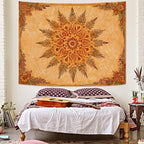 Accnicc Boho Mandala Floral Tapestry Vintage Bohemian Indian Tapestries for Bedroom Aesthetic Retro Orange Yellow Flower Tapestry Wall Hanging for Dorm Living Room Decor 60 x 44 Inch