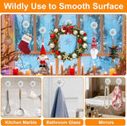 Wreath Hangers for Front Door, Clear Suction-Cup-Hooks Wreath-Door-Hanger on Glass Window,Christmas Decorations Indoor Outdoor Over The Doors Xmas Thanksgiving Hooks ,Removable and Reusable, 4 Pack