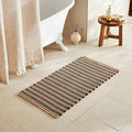 Waffle Bath Mat, Boho Bathroom Rugs Non Slip Washable Super Absorbent Quick Dry Bath Mat Farmhouse Bathroom Decor, 48"x24" Black and Khaki