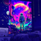 NYZE Astronaut Space Tapestry for Bedroom, Glow in the Dark Room Decor Wall Tapestries, Cool Galaxy Planet Wall Hanging, Wall Hanging for Men Guys Gamer Room Dorm Living Room 44x60 in
