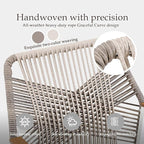 Aluminum Outdoor Patio Dining Chairs - Imitation Rope Vine Chair Ergonomic Backrest Design Detachable Seat Cushion Soft and Breathable Garden Porch White Set of 6