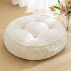 6" Washable Floor Pillow Cushion for Adults, Meditation Cushion Pillow, Large Round Floor Sitting, Removable Tufted Corduroy Cover, for Tatami Living Room or Yoga, 22x22 Inch, Machine Washable