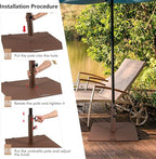 HAPPYGRILL 50 LBS Patio Umbrella Base, 24” Outdoor Square Market Umbrella Base Umbrella Holder with 1.6”/1.9” Adapters, 2 Tightening Knobs, 2 Built-in Wheels, Carry Handle