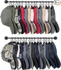 Mkono Hat Rack for Wall Baseball Cap Organizer Hanger with 30 Hooks Modern Metal Hat Holder Wall-Mounted Caps Display for Closet Door Bedroom Entryroom Laundry, Set of 2 (Black, Medium)