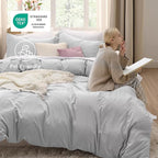Bedsure Light Grey Duvet Cover King Size - 3 Pieces Prewashed Cotton-Like Polyester Extra Soft Bedding Set, Includes 1 Duvet Cover 104x90 Inches with Zipper Closure & 2 Pillow Shams, No Comforter