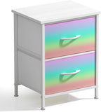 Sorbus Nightstand with 2 Drawers - Kids Bedside Furniture End Table Night Stand - Steel Frame, Wood Top & Easy Pull Fabric Bins - Dresser & Chest for Home, Bedroom Accessories, Office & College Dorm