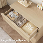 GarveeHome 3 Drawer Dresser for Bedroom, Natural Oak Nightstand 3 Chest of Drawers with Large Storage, Small Modern Bedside End Table for Living Room, Nursery, Entryway