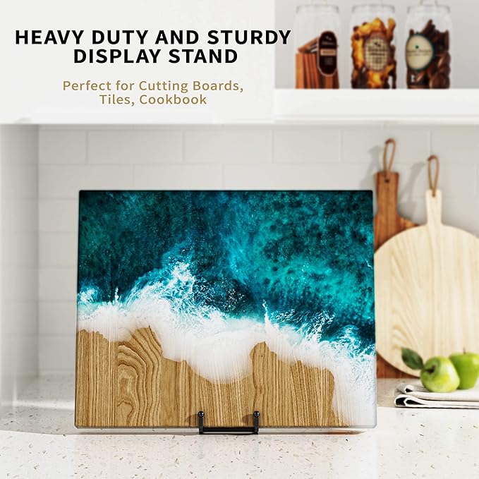 8 Inch Large Plate Stands for Display - Metal Square Wire Plate Holder Display Stand + Picture Stand for Book, Platter, Plaque, Photo Easel (2 Pack)