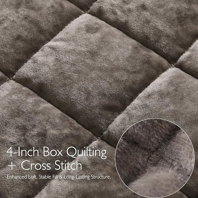 KASENTEX Greek Velvet Twin Quilt Set, 3× Softer Luxe Sheen, 100% Cotton Backing, 150GSM Down-Alternative Fill, Expanded 68×90" Coverage for Fuller Side Drape (1 Quilt + 1 Pillow Shams), Fossil
