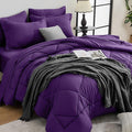 HEVUMYI Purple Queen Comforter Set - 7-Piece All Season Bed in a Bag Queen, Ultra Soft Bedding Set with Comforter, Flat Sheet, Fitted Sheet, Pillowcases, Pillow Shams