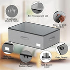 Under Bed Storage with Wheels, No Assemble Required 10 inches height Under Bed Storage bins,Large capacity Rolling Underbed Shoe Storage containers，dorm underbed storage drawers