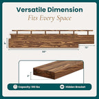60'' Pine Wood Floating Shelf for Wall - Rustic Wall Mounted Wooden Shelf for Stylish Home Décor, Fireplace Mantel 60inch (Light Walnut, 60x8x2) - 1pcs