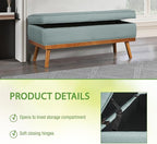 OSP Home Furnishings Katheryn Mid-Century Modern Storage Bench with Tufted Seat and Wood Legs, Sea Blue Fabric