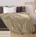 Utopia Bedding Fleece Blanket Queen Size Camel (90x90 Inches) Ultra Soft Warm Lightweight Microfiber Breathable Anti-Static Cozy Winter Bed Blanket, All-Season Home Decor Gift for Men & Women