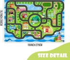 Car Rug,Kids Play Rug with Roads,Playroom Toy Car Rug, Car Track Rug City Map for Bedroom Classroom - (110X78.7 Inches)