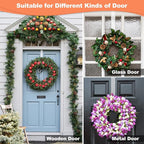 15" Clear Wreath Hangers - Non Scratch Over The Door Hooks, 1 Pack Wreath-Door Hanger for Easter, Halloween, Christmas Decoration