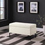 HomePop Upholstered Storage Bench with Metal Leg|Homepop Home Décor|Bench with Storage for Living Room & Entryway - Cream Boucle