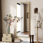 BEAUTYPEAK Full Length Mirror, 66"x23" Rounded Corner Floor Mirror Standing Hanging or Leaning Against Wall, Suitable for Dressing Room or Bedroom, Gold