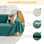 Deep Dream Cat-Scratch Resistant Couch Cover, Waterproof Sofa Cover for 3 Cushion Couch Washable, Pet Friendly Couch Protectors Anti Slip Thickened Love Seat Slipcovers for Dogs Pets,71" x 134",Green