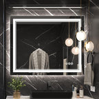 40x32 Inch Led Mirror for Bathroom with Front Light and Backlit, Bathroom Mirror with Led Lights, Vanity Mirror with Lights for Wall, Anti-Fog, Dimmable, Memory Function, Tempered Glass