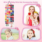 Vimiv Hair Bows Holder & Organizer w/Extra Large Capacity, Head Bows Hanger, 27 Ribbons, Baby Hair Accessory Storage Display with Sturdy Rope, Wall Hanging for Girl Room