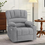 MCombo Power Lift Recliner Chair for Elderly, Lift Chair with Heat and Massage, USB &Type C Ports, Cup Holders, Fabric 7095 (Medium, Grey)