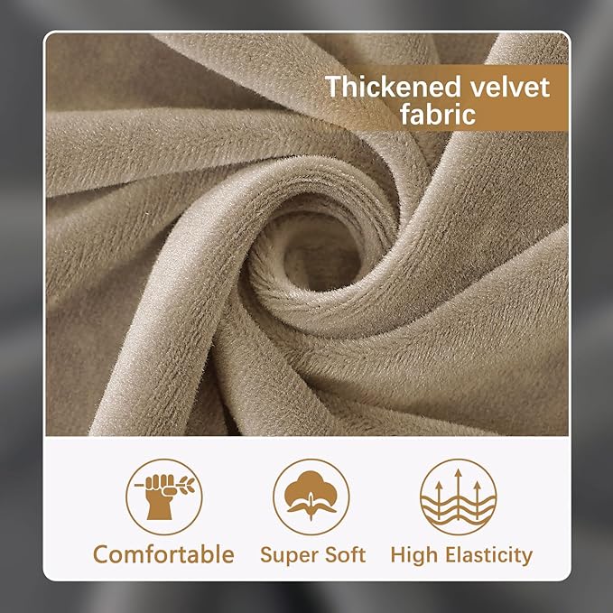 hyha Sofa Cushion Cover, Velvet Protector Slipcover for 50x27.5x9in Couch, Taupe, Super Soft, Anti-Slip, Stretch Fit, Machine Wash