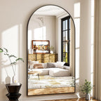 46"x76" Extra Large Arched Full Length Mirror - Leaning Mirror Arch Wall-Mounted Mirrors - Aluminum Alloy Frame Modern Simple Home Decor - for Living Room Bedroom Cloakroom