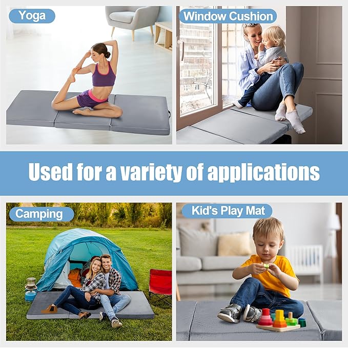 BALAPET Floor Lounger Pillow,Foldable Soft Memory Foam Floor Pillow Portable 3-Piece Folding Pillow with Handle,Suit for Meditation,Playing,Yoga,Reading,Sleeping(Light Gray)