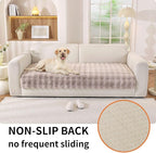 Waterproof Dog Bed Cover Non Slip Couch Cover for Dogs Washable Soft Faux Fur Sofa Cover Couch Covers for 3 Cushion Couch Sofa Pet Friendly (Khaki)