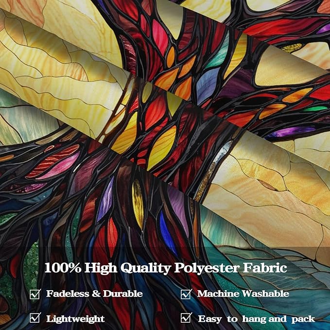 Lunerfex Tree of Life Tapestry Stained Glass Tapestry Wall Decor Tapestries for Bedroom Art Tapestries Wall Hanging for Bedroom Living Room Glass-Tree-01 44"x60"