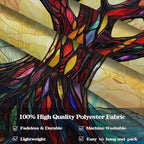 Lunerfex Tree of Life Tapestry Stained Glass Tapestry Wall Decor Tapestries for Bedroom Art Tapestries Wall Hanging for Bedroom Living Room Glass-Tree-01 44"x60"