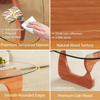 Coffee Tables Glass Small Farmhouse Coffee Table Mid-Century Modern Wood Center Table for Living Room, Walnut Transparent, 36 Inch