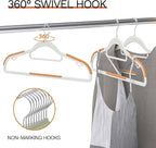 60 Pack Heavy Duty Plastic Hangers, Non Slip Clothes Hangers with Rubber Pads and 360° Hook - Thin Space Saving Hanger, Closet Organizer for Shirt, Pants, Suit, Skirt, Coat - Orange