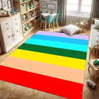 Soft Rainbow Area Rugs Girl's Bedroom Fluffy Colorful Rugs Furry Kids Play Mats Simple Rainbow Line Print Living Room Kids Room Nursery Home Decor 5x8ft