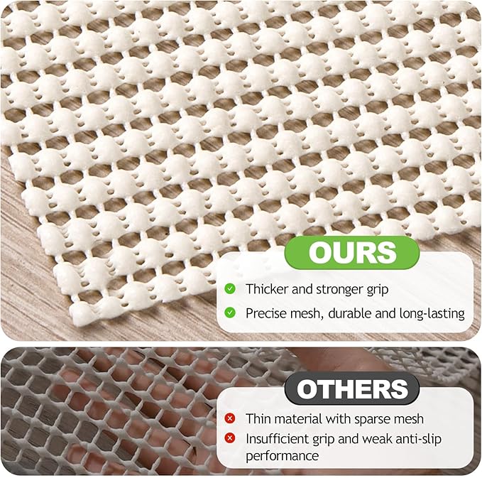 Songrey Non-Slip Rug Pad Round 8 FT, Extra Thick Carpet Pads for Hard Surfaces, Prevents Sliding and Secures Rugs, Provides Floor Protection with Comfort Cushioning